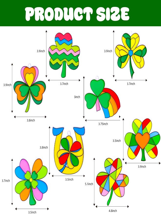 WorldBazaar St Patrick's Day Shamrock Suncatchers Crafts Kits Decorations 24 Sets DIY Lucky Irish Clover Window Paint Art Suncatchers Activities for Kids Family Classroom Party Favors - Image 4